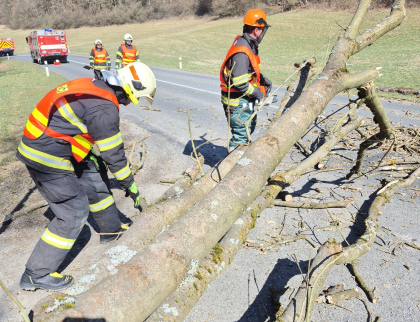 Silný vítr zaměstnal hasiče po celou sobotu. Zasahovali u desítek událostí