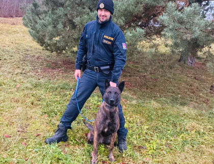 Policejní pes Ludvík vypátral ztraceného chlapce. Utekl a schoval se u potoka 