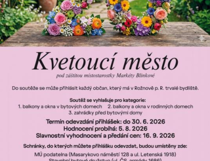 Rožnov hledá nejkrásnější květinovou výzdobu: Odstartoval 20. ročník soutěže Kvetoucí město