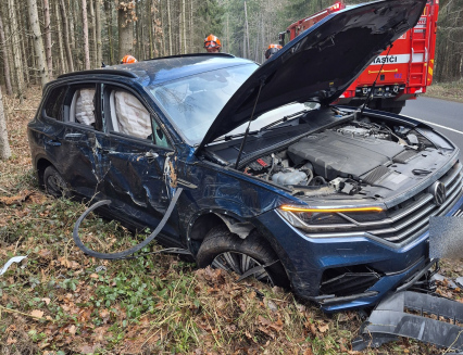 Řidička narazila do lesního stromu. Přijela pro ni záchranka