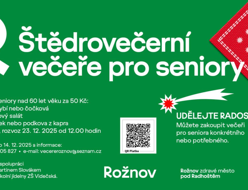 Rožnov již pošesté připravuje Štědrovečerní večeře pro seniory